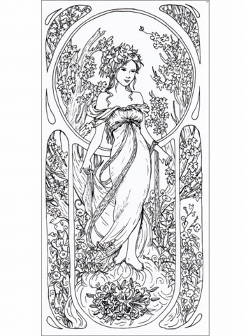 Tribute To Alfons Mucha Coloring Page